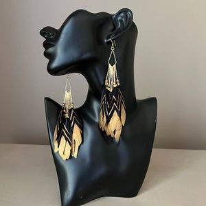 "Aureus" hand-made statement feather earrings
